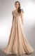Bejeweled Sleeves Pleated Bust Long Formal Evening Dress in Champaign